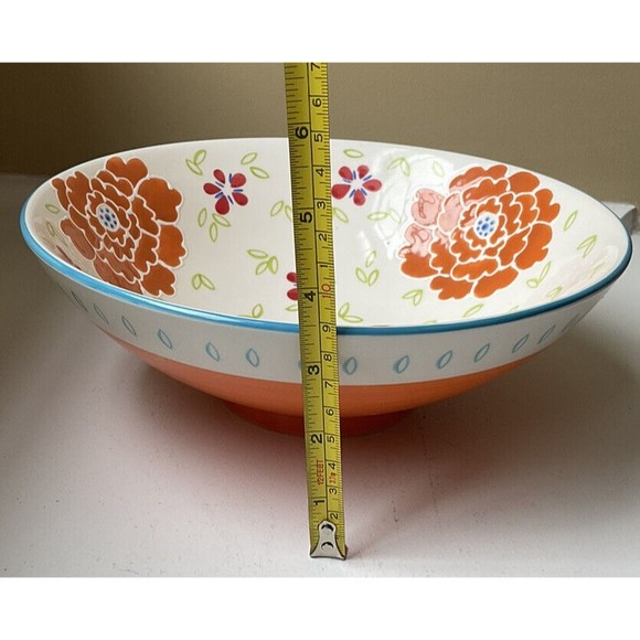 Artistic Accents Floral Serving Bowl Hand Painted By Coastline Imports 10 in. - Picture 7 of 8